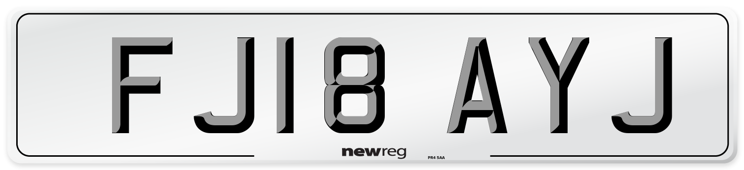FJ18 AYJ Number Plate from New Reg